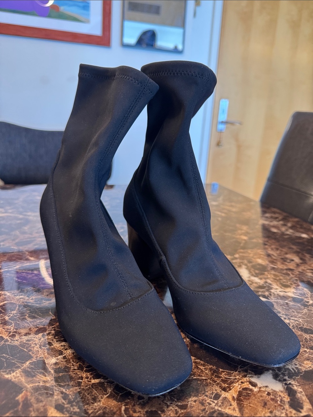 Donald J. Pliner Black Stretch Sock Ankle Booties